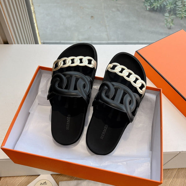 Sandalo HM 25 Extra in pelle di vitello metallizzata nera e oro