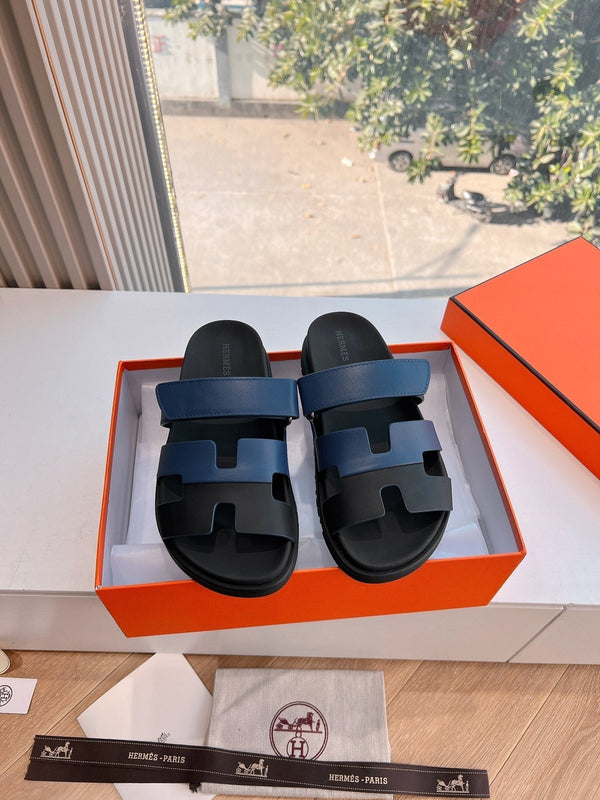 HM Chypre Sandal Navy Blue mix Black Calfskin 202817