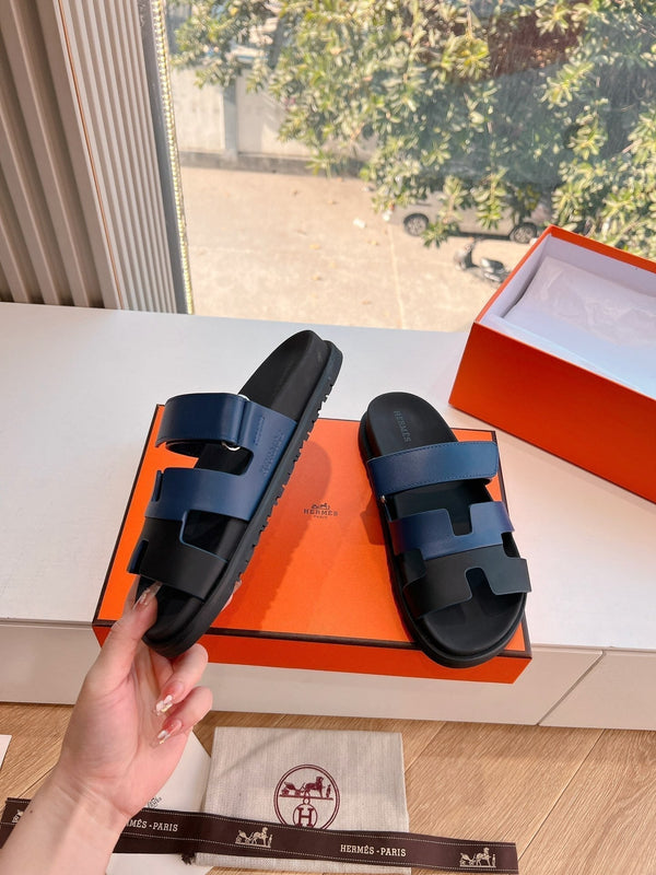 HM Chypre Sandal Navy Blue mix Black Calfskin 202817