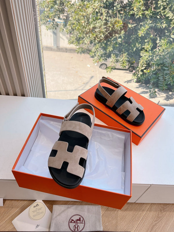 Sandalo HM 25 Genius in pelle scamosciata marrone rosa e vitello nero