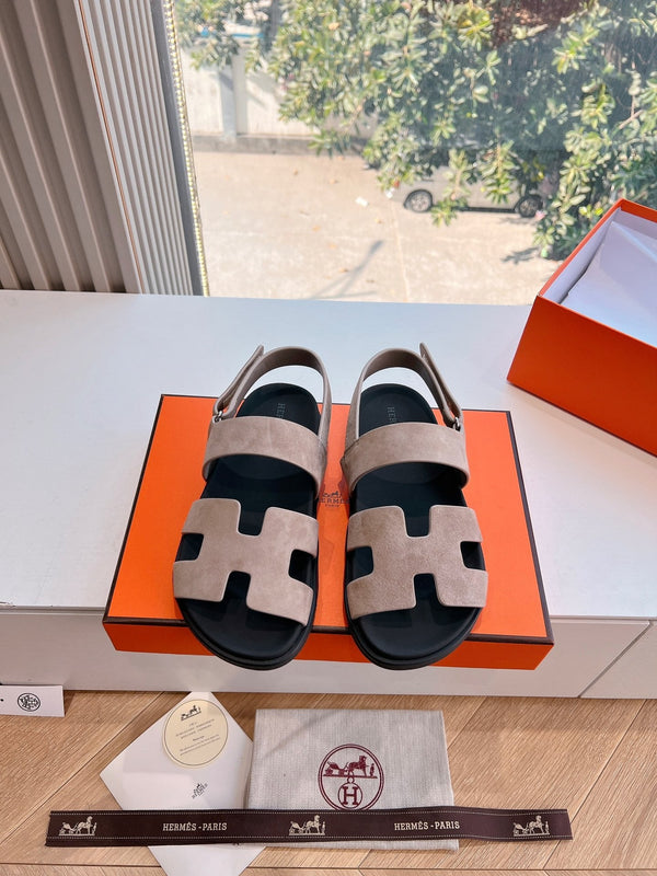 Sandalo HM 25 Genius in pelle scamosciata marrone rosa e vitello nero