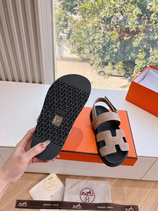 Sandalo HM 25 Genius in pelle scamosciata marrone rosa e vitello nero