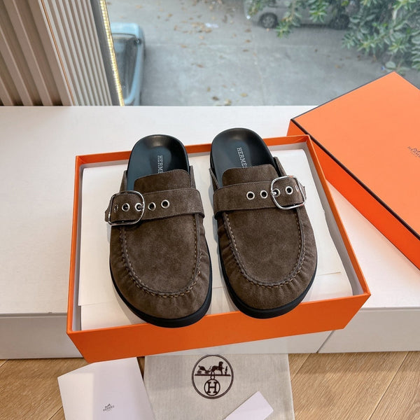 HM 25 Key Mule in pelle scamosciata grigio scuro