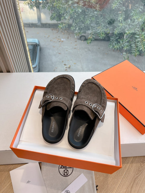 HM 25 Key Mule in pelle scamosciata grigio scuro