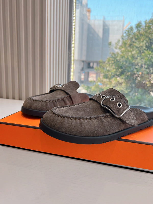 HM 25 Key Mule in pelle scamosciata grigio scuro