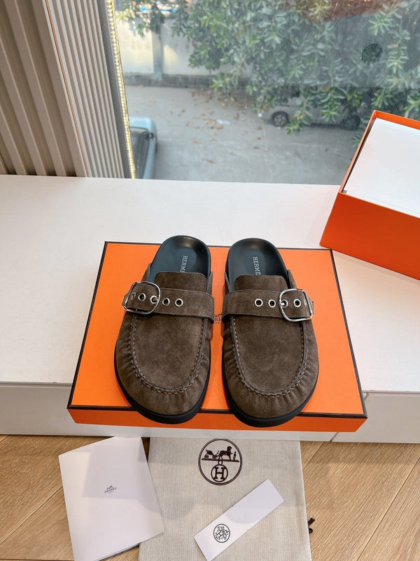 HM 25 Key Mule in pelle scamosciata grigio scuro