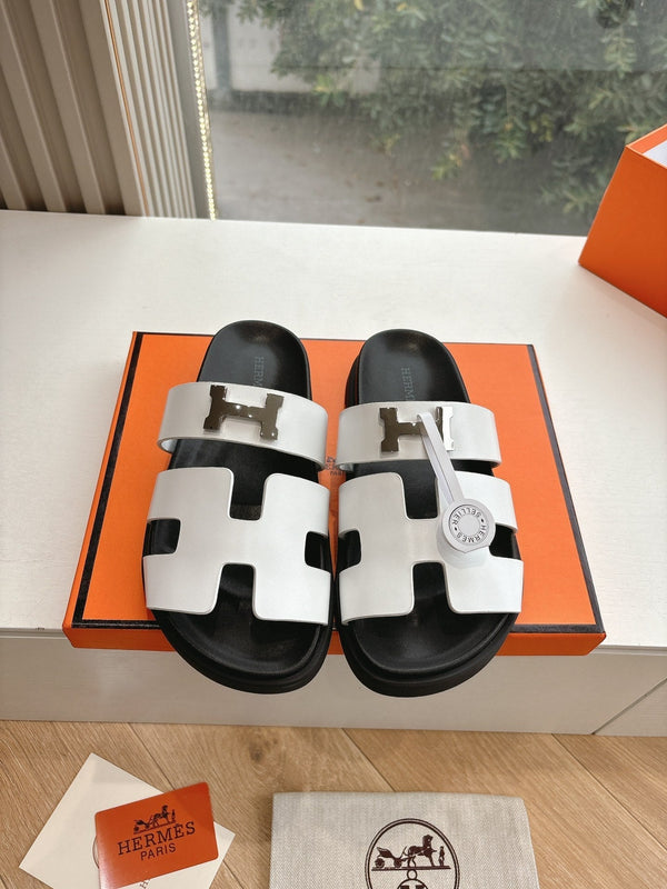 Sandalo HM 25 Cyprus in pelle di vitello bianca argento H