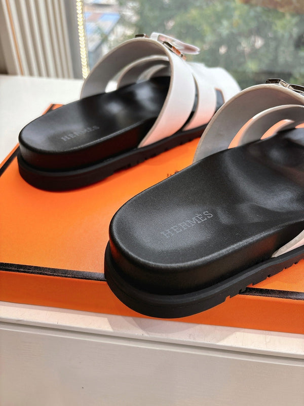 Sandalo HM 25 Cyprus in pelle di vitello bianca argento H