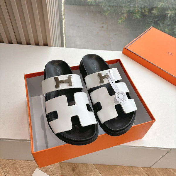 Sandalo HM 25 Cyprus in pelle di vitello bianca argento H