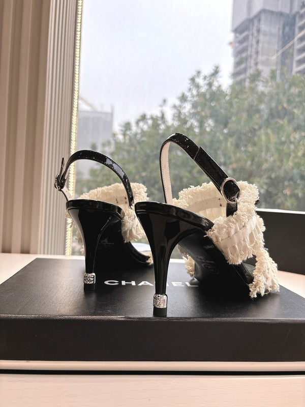 CC Sandals with bow tie Cream 7cm Lambskin 202868