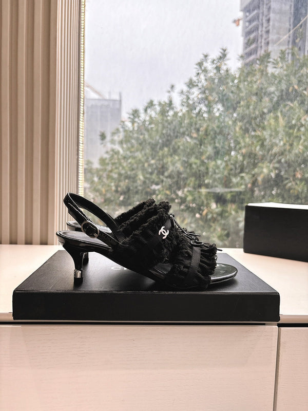 CC Sandals with bow tie Black 4,5cm Lambskin 202875