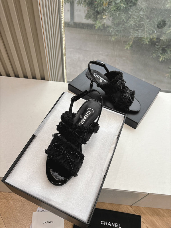 CC Sandals with bow tie Black 4,5cm Lambskin 202875