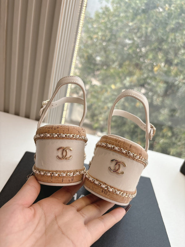 Sandali CC Mules Crema 6cm Pelle di Agnello 202886