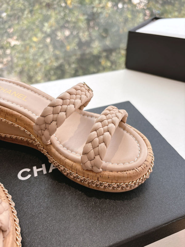 CC Sandals Pink original braided 6cm lambskin 202890