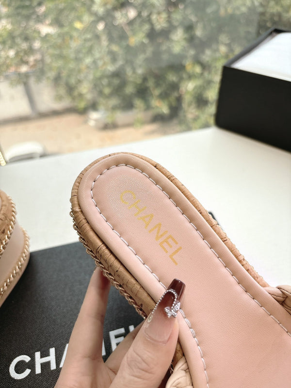 CC Sandals Pink original braided 6cm lambskin 202890