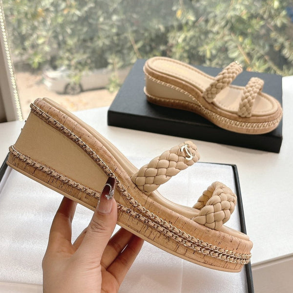 CC Sandals Nude original braided 6cm lambskin 202891