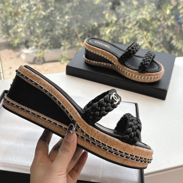 CC Sandals Black original braided 6cm lambskin 202892