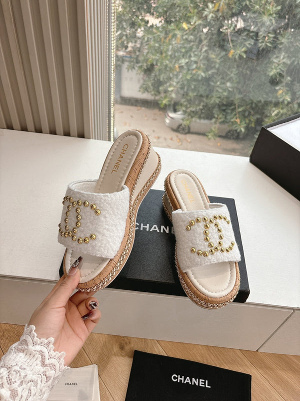 CC Sandals White 6cm Lambskin 202897
