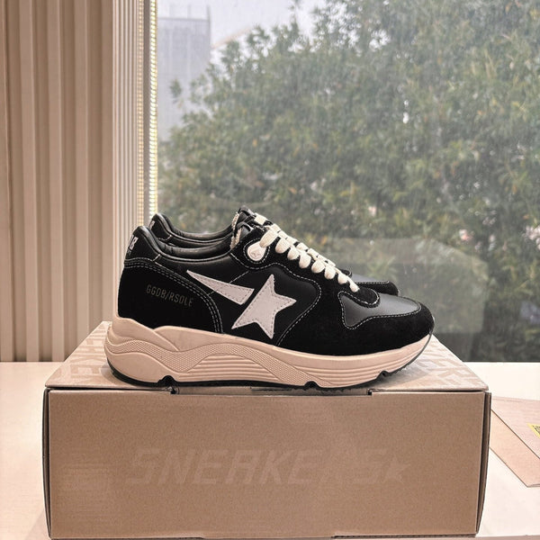 RUNNING SOLE SNEAKERS IN BLACK SUEDE AND CALFSKIN WHITE STAR
