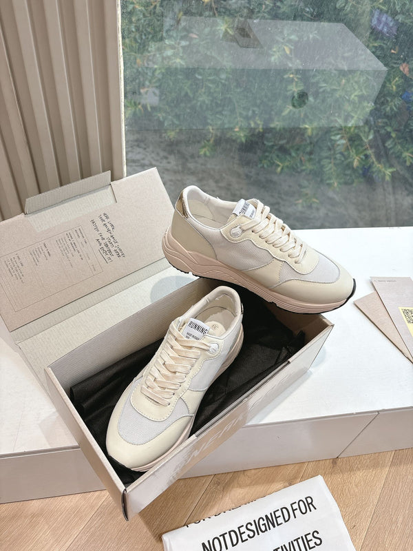 RUNNING SOLE SNEAKERS IN WHITE MESH AND CALFSKIN GOLD STAR