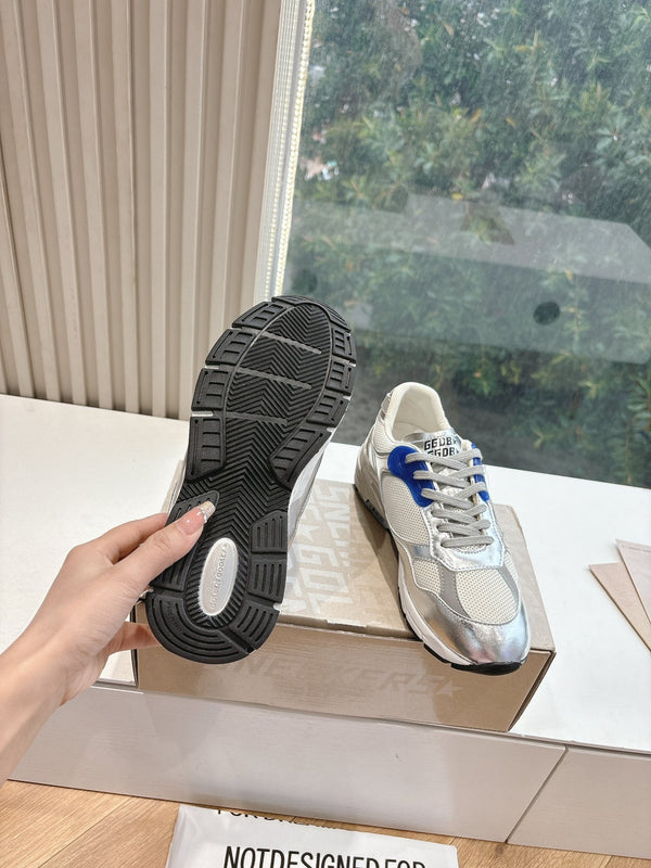 DAD-STAR SNEAKERS IN WHITE MESH SILVER CALFSKIN BLUE EYELETS