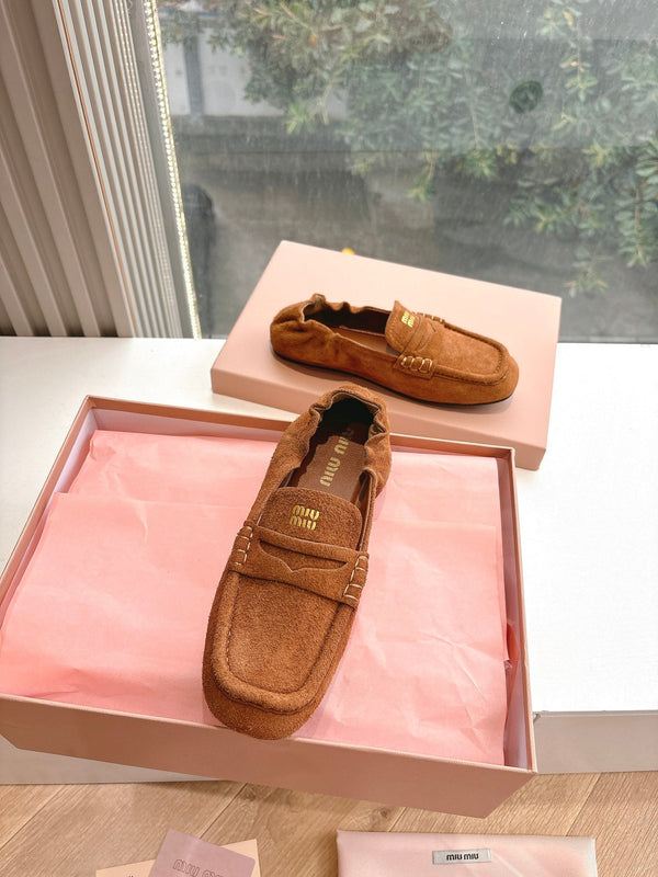 Miu G027 Gold Suede leather Loafer 223900