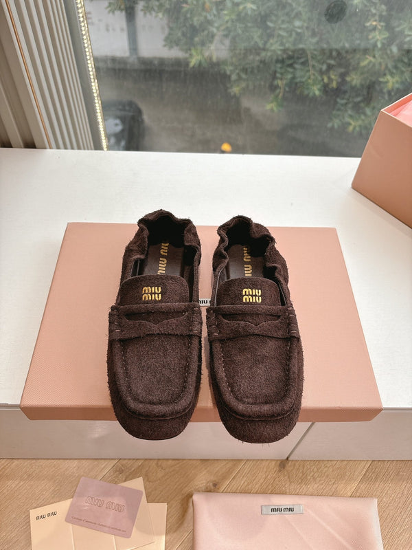 Miu G027 Chocolate Suede leather Loafer 223901
