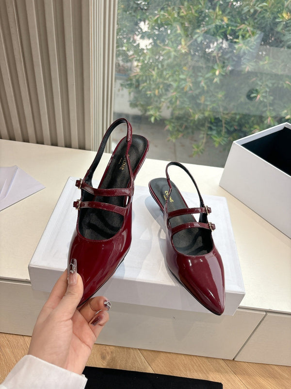 CELINE Slingback Red Patent Leather 285947