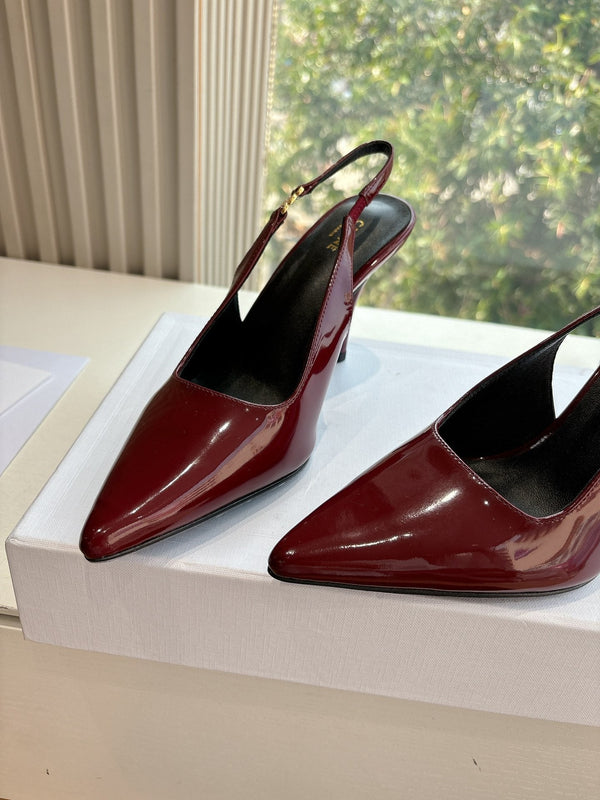 CELINE Slingbacks Red Patent Leather 285939