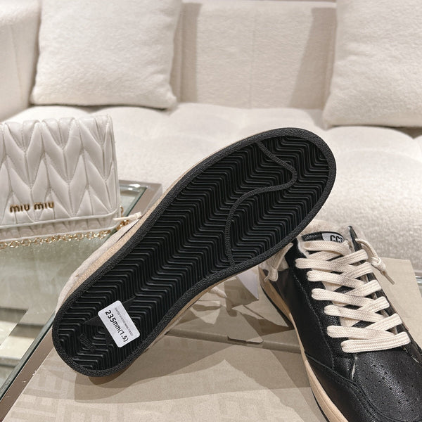 SUPER-STAR SABOTS IN BLACK SHINY CALFSKIN SILVER STAR