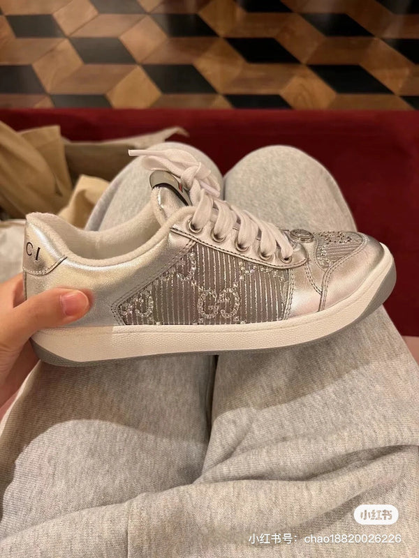 GG SCREENER SNEAKER SILVER CALFSKIN UNIQUE