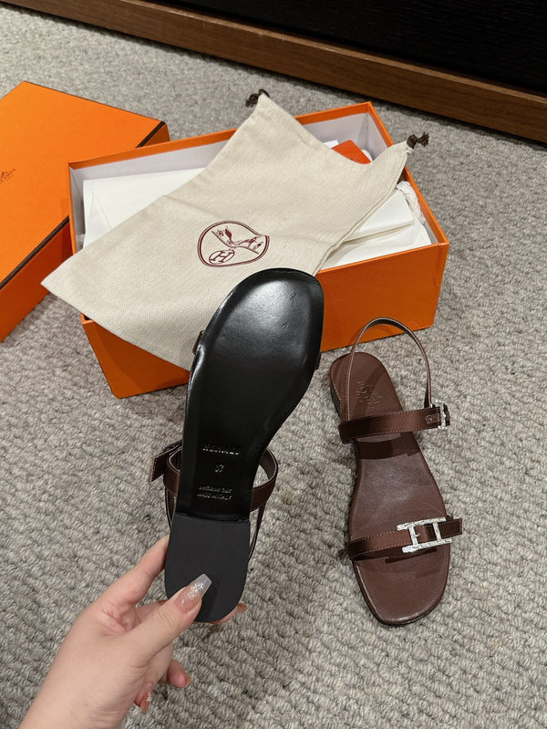 Sandalo Romano Donna Pelle di Vitello Marrone