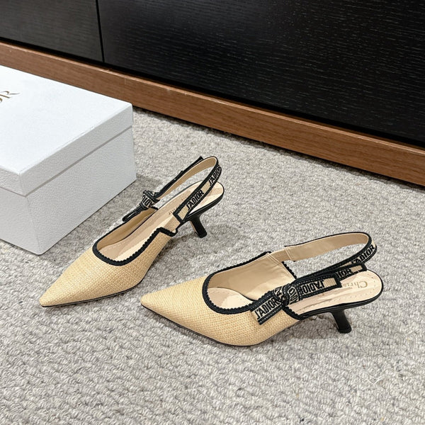 cd slingback 65 beige raffia lambskin