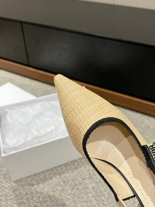 cd slingback 65 beige raffia lambskin
