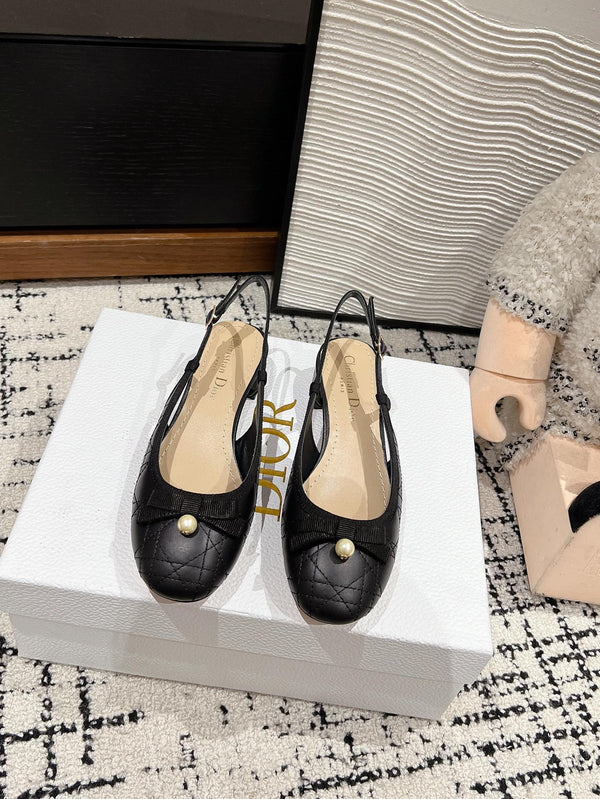 CD Ballet Slingback Pump 30mm In Black Quilted Calfskin 997043