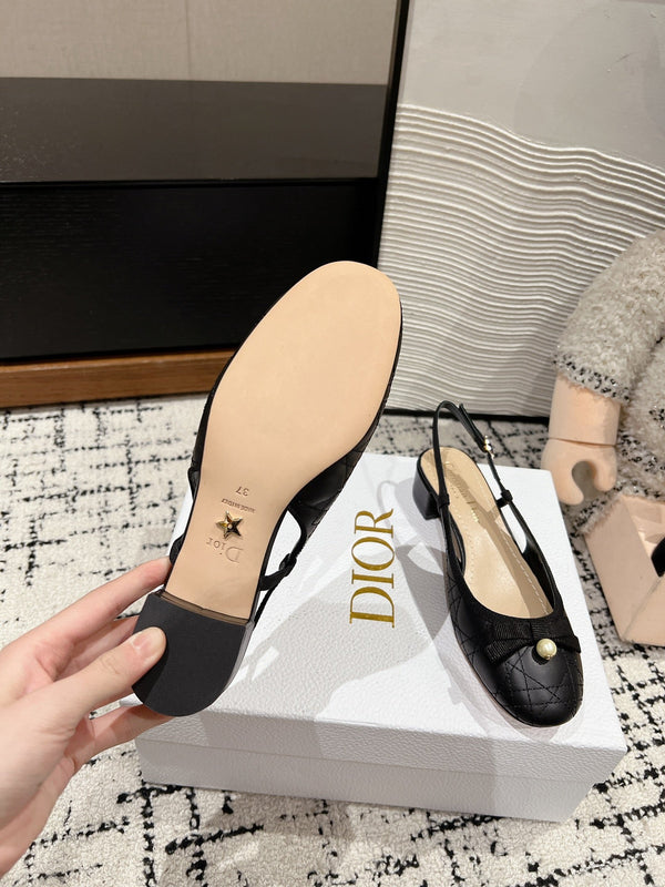 CD Ballet Slingback Pump 30mm In Black Quilted Calfskin 997043