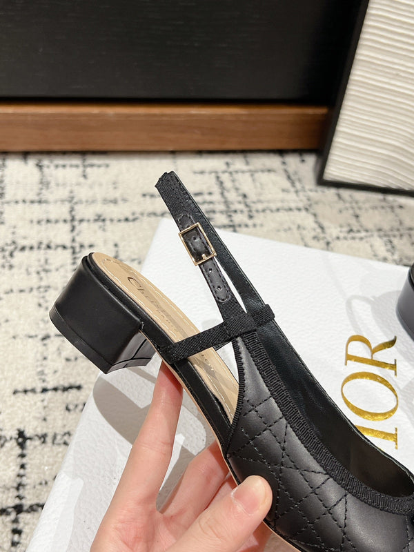 CD Ballet Slingback Pump 30mm In Black Quilted Calfskin 997043