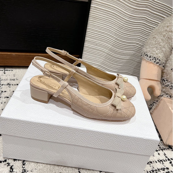 CD Ballet Slingback Pump 30mm In Nude Quilted Calfskin 997045