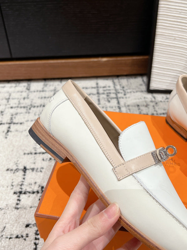 HM Destin Loafer In White Glossy Calfskin 118794