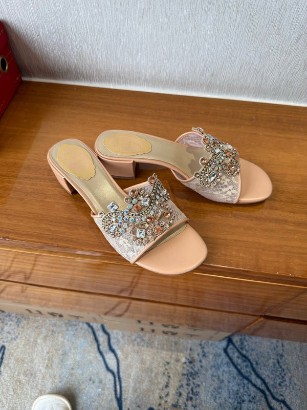 RC 25 Crystal Chandelier Sandals Orange Sheepskin 221960