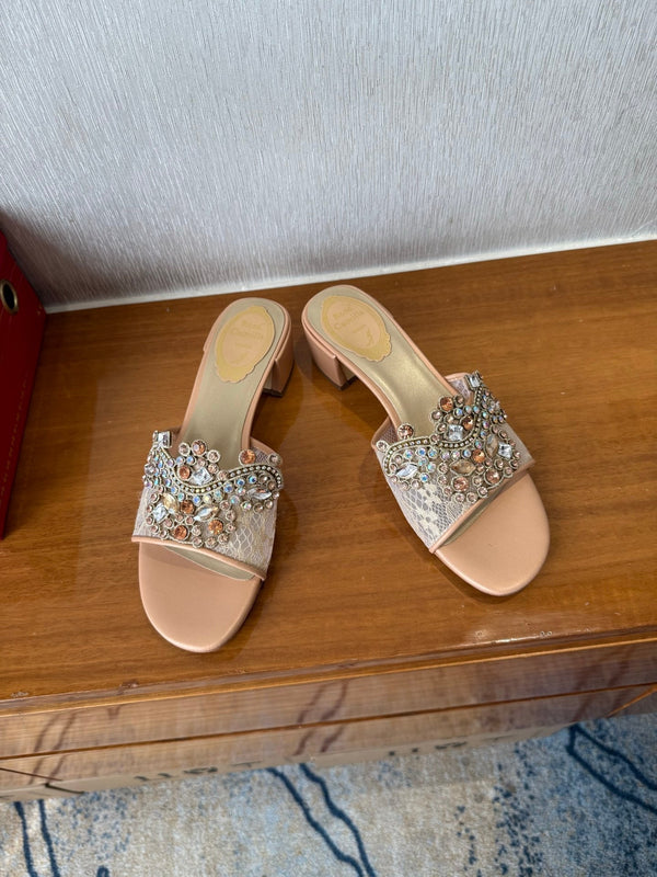 RC 25 Crystal Chandelier Sandals Orange Sheepskin 221960