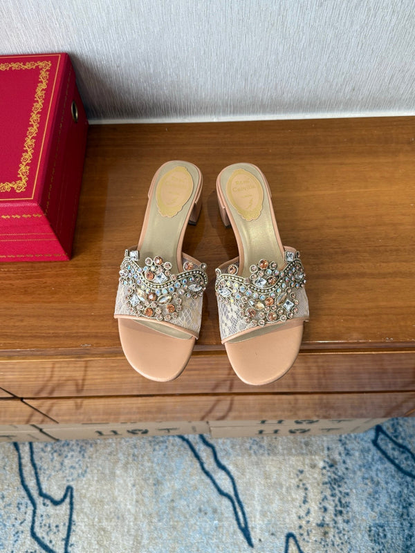 RC 25 Crystal Chandelier Sandals Orange Sheepskin 221960