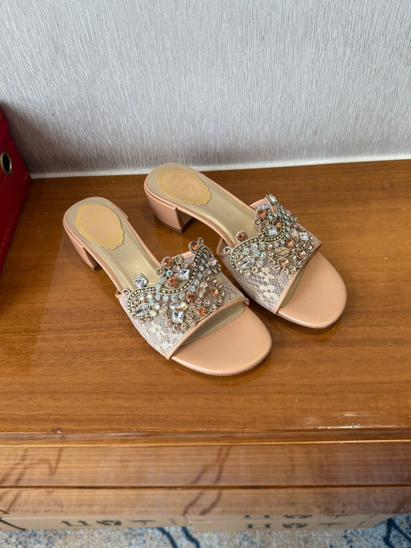 RC 25 Crystal Chandelier Sandals Orange Sheepskin 221960