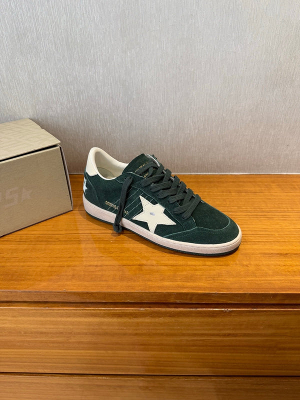BALL STAR SNEAKERS WITH WHITE CALFSKIN STAR TIMBER GREEN SUEDE UPPER