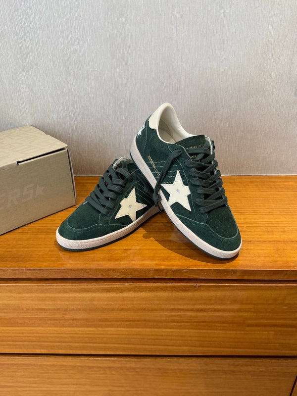 BALL STAR SNEAKERS WITH WHITE CALFSKIN STAR TIMBER GREEN SUEDE UPPER