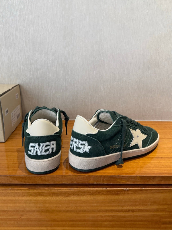 BALL STAR SNEAKERS WITH WHITE CALFSKIN STAR TIMBER GREEN SUEDE UPPER