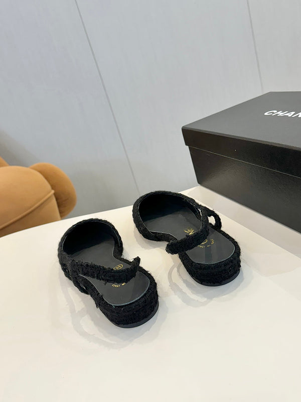 cc 25c slingback flat black tweed black grosgrain 233606