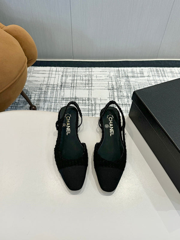 cc 25c slingback flat black tweed black grosgrain 233606