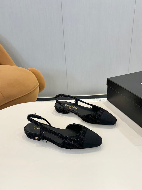 cc 25c slingback flat black tweed black grosgrain 233610