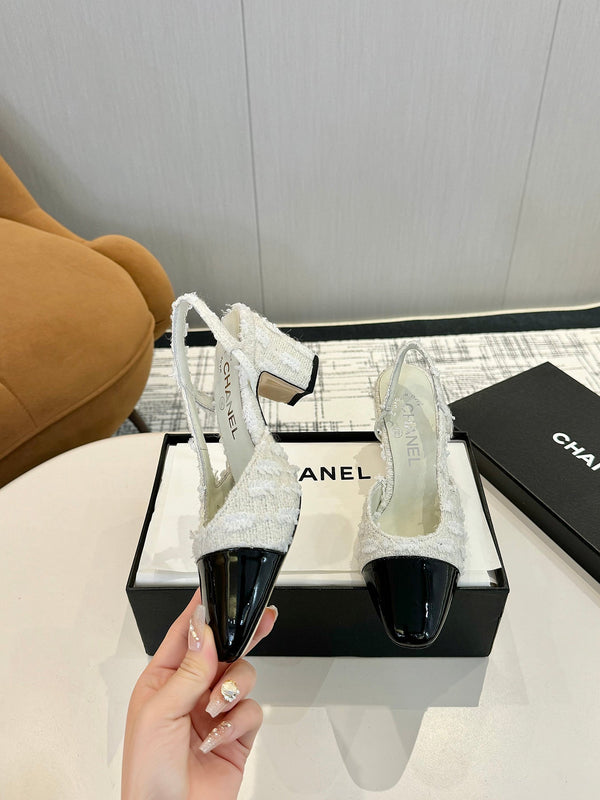 cc 25c slingback 65 white tweed black grosgrain 233613